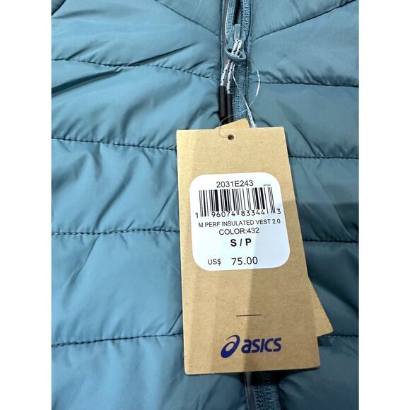 Asics Men Small Performance Insulated Sports running Vest 2.0 Light Teal Warmth - Picture 12 of 15